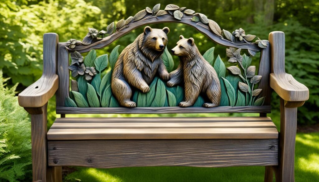 Bear Motif Garden Bench